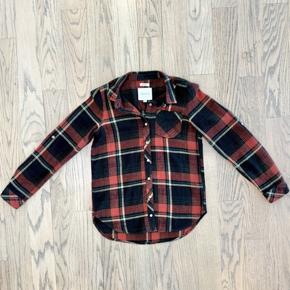 Thread & Supply Women’s Red Rock & Black Plaid Fleece Button Down Size Small - Picture 4 of 16
